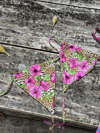 bikini Pattern is Leopard print with hibiscus flower overlay