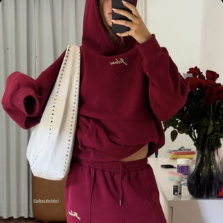 KALANI WIDE LEG RED WINE TRACKSUIT PANTS