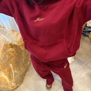 KALANI WIDE LEG RED WINE TRACKSUIT PANTS