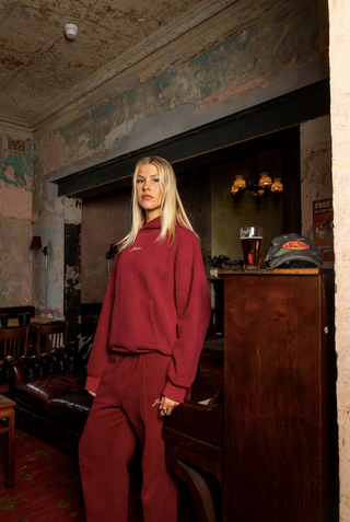 KALANI WIDE LEG RED WINE TRACKSUIT PANTS
